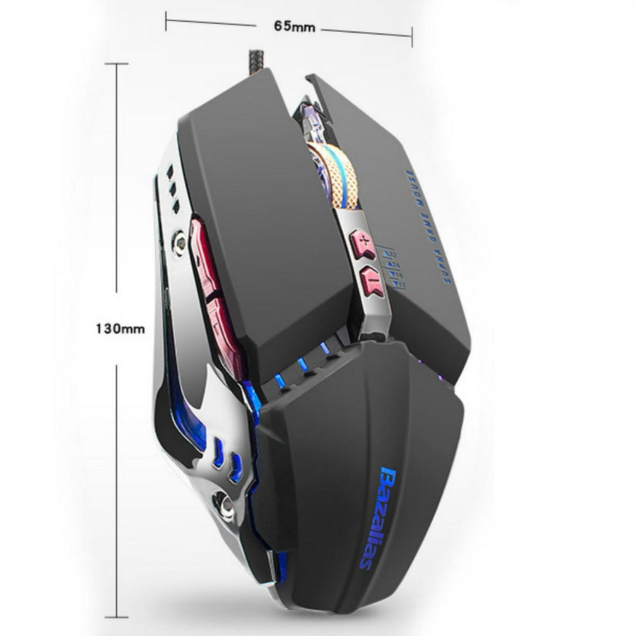 Bazalias V10 Gaming Mouse | USB Wired · Optical | 3200 DPI | 7 Buttons | LED Breathing Light · Metal Base | White