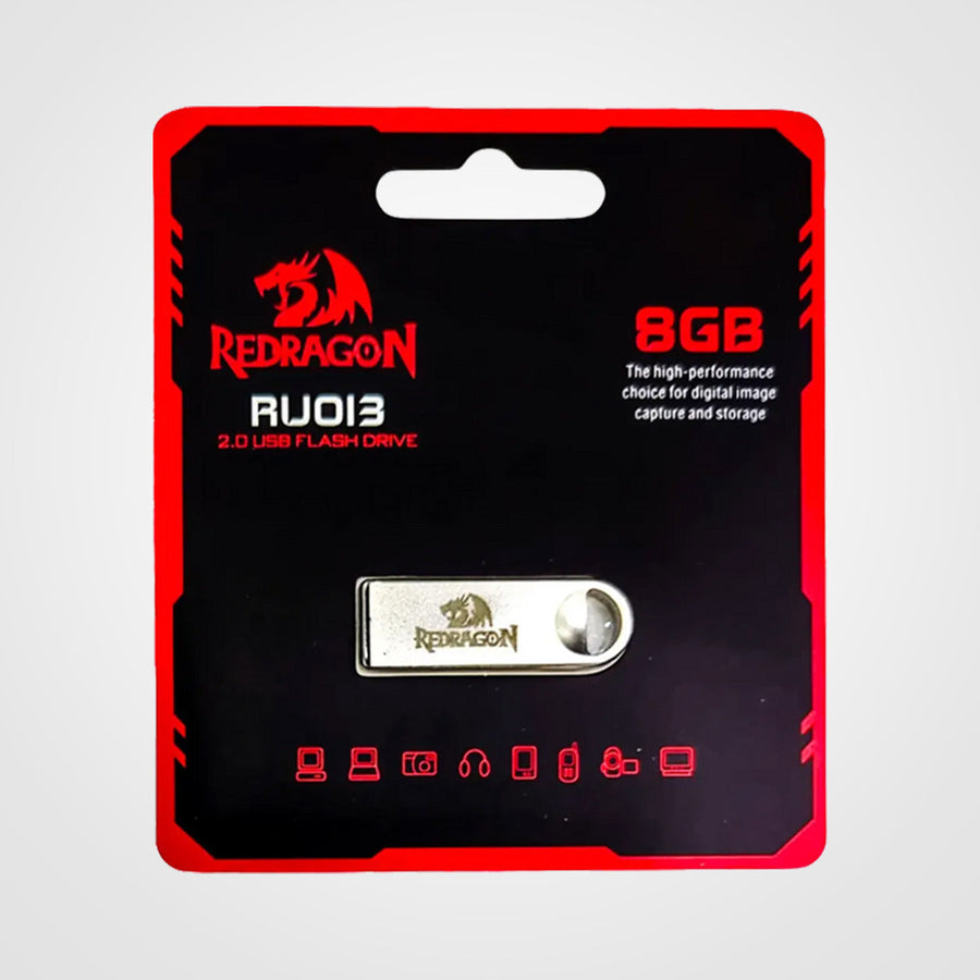 Redragon RU013D USB Flash Drive | 8GB | USB 2.0 · USB-A | Compact Keychain Design | Silver