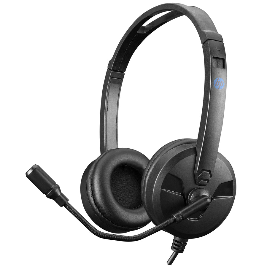 HP DHE-8009 Stereo Headset | 40mm Drivers | 20Hz–20kHz | Omnidirectional Boom Mic | Single 3.5mm Jack · 1.9m Cable | 119