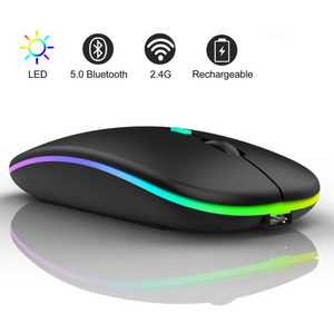 HP W10 Wireless Mouse | 2.4GHz Wireless + Bluetooth Dual Mode | 800 / 1200 / 1600 DPI | Rechargeable · Silent Clicks · RGB Breathing Backlight | Black