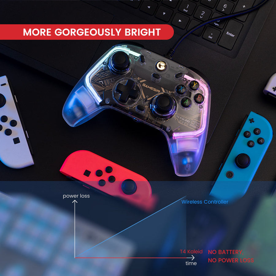 GameSir T4 Kaleid Wired Gaming Controller | Hall Effect Sticks · Triggers | 6-Axis Gyro · RGB | 2 m Detachable USB-C · 3