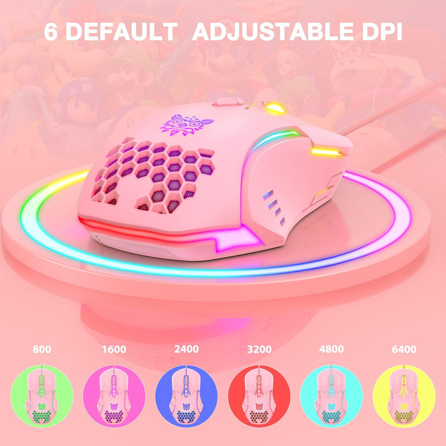 ONIKUMA CW902 Wired RGB Gaming Mouse | 6400 DPI · 6 Adjustable Levels | 7 Programmable Buttons · Macro Support | Colourf