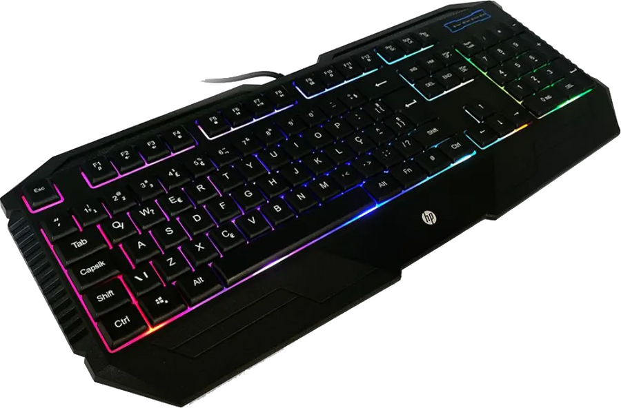 HP K110 Wired Gaming Keyboard | 104 Keys · Full-Size Membrane | 4-Colour LED Backlight · 26-Key Anti-Ghosting | 10 Milli