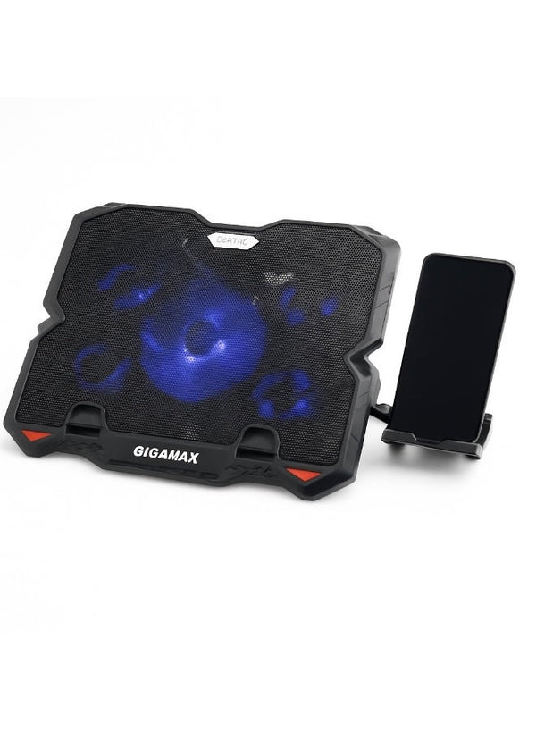 Gigamax GM90 Laptop Cooling Pad | 5 Fans · 1 × 120mm + 4 × 80mm | Phone Holder | USB Powered | Up to 16-inch Laptops | B