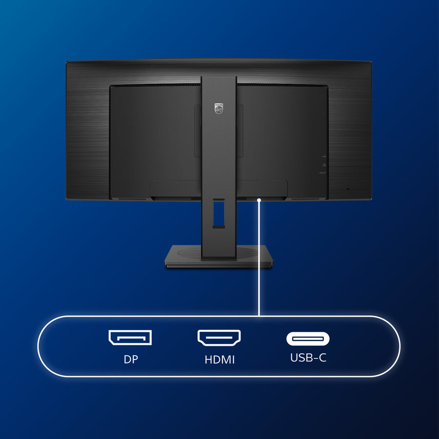 Philips 346B1C | 34" Ultrawide Curved Gaming Monitor | UWQHD 3440x1440 | 100Hz | IPS | HDMI + DisplayPort + USB-C | Height Adjustable | Black