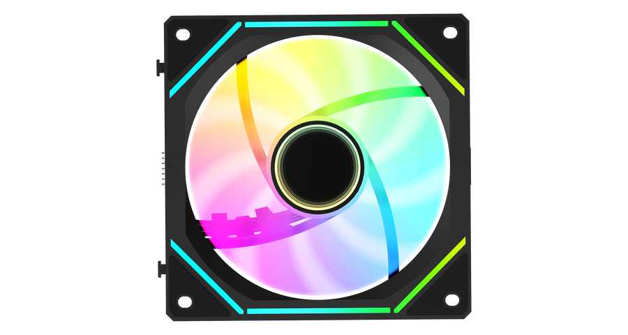 Ocypus Gamma F12 UNI BK ARGB 3-in-1 Case Fan | 120mm · 3-Pack · Cable-Free Interlocking | PWM 800-1800 RPM · 53 CFM | 1.