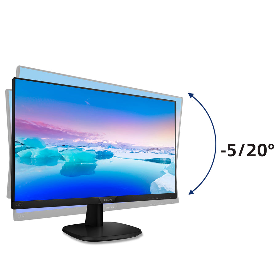Philips 243V7QDSB | 24" Monitor | Full HD 1920x1080 | 60Hz | IPS | HDMI + VGA | Black
