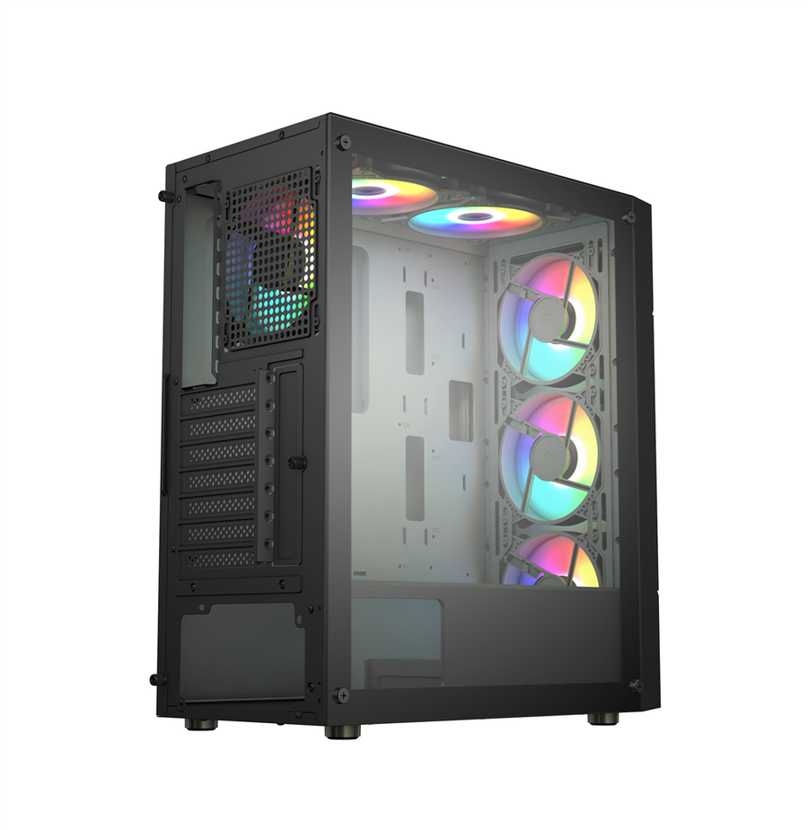 Xander Hulk Mid-Tower Gaming PC Case + 600W 80 PLUS White PSU | E-ATX · ATX · Micro-ATX · Mini-ITX | 4× 120mm ARGB Fans 