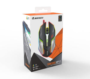 Jertech Sword XP11 Wired Gaming Mouse | 3200 DPI Optical | 6 Macro Buttons | 1000Hz Polling | RGB Lighting | Black