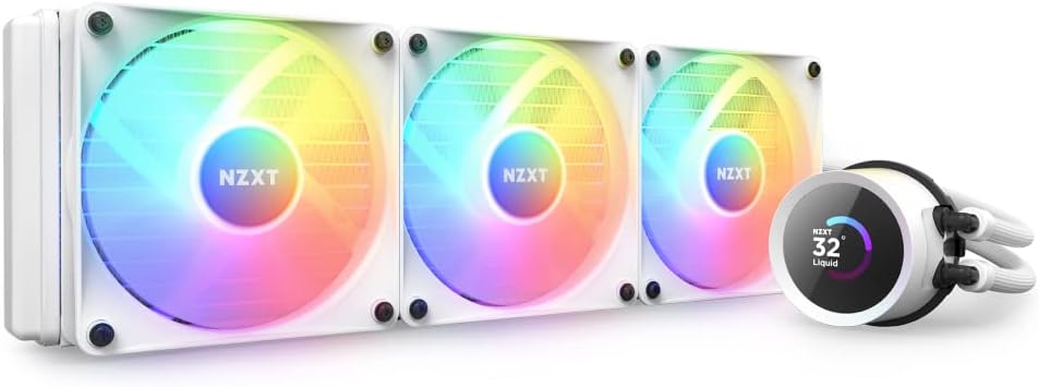 NZXT Kraken 360 RGB - RL-KR360-B1 - Refroidisseur pour processeur AIO de 360 mm - Écran LCD de 1,54 pouces personnalisable. Pompe haute performance...