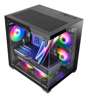 Mars Gaming MC-VIEW2 PC Case | Micro-ATX | Tempered Glass | ARGB Fans