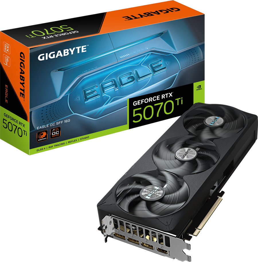 GIGABYTE GeForce RTX 5070 Ti EAGLE OC SFF 16G Graphics Card | 16GB GDDR7 · 256-bit | 2542 MHz Boost · 8960 CUDA Cores | 