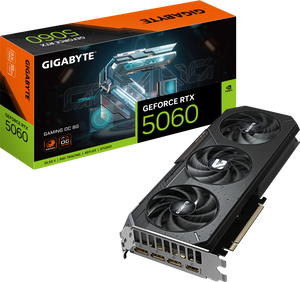 GIGABYTE GeForce RTX 5060 GAMING OC 8G Graphics Card | 8GB GDDR7 · 128-bit | 2595 MHz Boost · 3840 CUDA Cores | PCIe 5.0 · 3x DisplayPort 2.1b · 1x HDMI 2.1b | Black