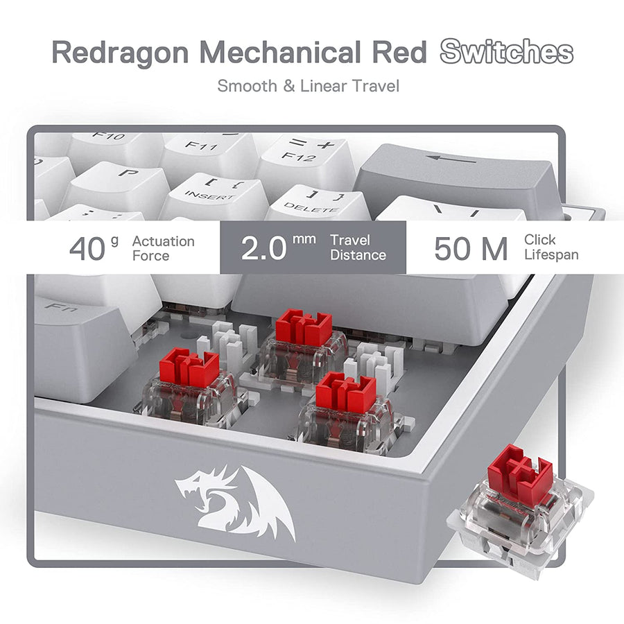 Redragon K617 Fizz - White / Red