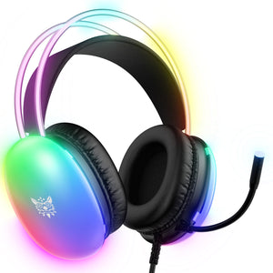 ONIKUMA X25 RGB Gaming Headset | 50mm Drivers | 16Ω · 115±3dB · 20Hz-20kHz | USB + 3.5mm · 2.0m | Retractable 360° Noise-Cancelling Mic | Black