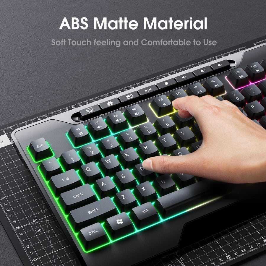 ONIKUMA G32 Wired Gaming Keyboard | 104 Keys · Full-Size | Membrane | Multi-Colour RGB Backlight | Matte ABS Keycaps · B