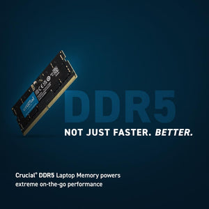 Crucial Basics CB16GS4800 16GB DDR5 Laptop Memory | DDR5-4800 MT/s · PC5-38400 | CL40 · 40-39-39 · 1.1V | 262-Pin SO-DIMM · On-Die ECC · PMIC | Black