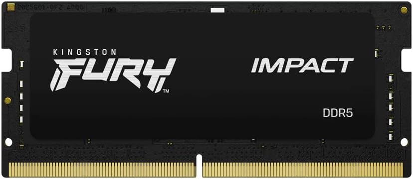 Kingston FURY Impact 32GB Kit (2x16GB) DDR5-4800 SODIMM Gaming Laptop Memory KF548S38IBK2-32 | PC5-38400 | CL38 Tight Timings | 1.1V | 262-Pin Non-ECC | Intel XMP 3.0 | Plug N Play | Black Low-Profile Heat Spreader