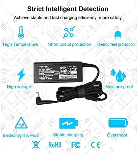 Toshiba 65W Laptop AC Adapter | 19V · 3.42A · 65W | 5.5 × 2.5 mm DC Tip | 100-240V Auto-Voltage Input | Black