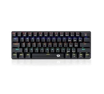Redragon K613 Jax Mechanical Gaming Keyboard | 61 Keys · 60% Layout | Blue Switches | Rainbow LED · 18 Modes | Detachable USB-A to USB-C Cable | Anti-Ghosting · N-Key Rollover | Black
