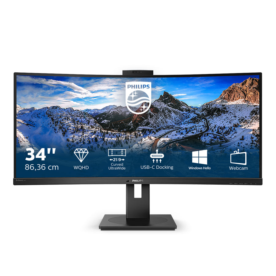 Philips 346P1CRH | 34" Ultrawide Curved Gaming Monitor | UWQHD 3440x1440 | 100Hz | IPS | DisplayHDR 400 | HDMI + DisplayPort + USB-C | Height Adjustable