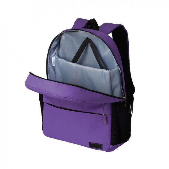 E-train BG53U Laptop Backpack | Fits Laptops up to 15.6-inch | Nylon · Padded Laptop Compartment with Anti-Slip Straps | 3 Extra Pockets · Pen and Mouse Holders | Purple