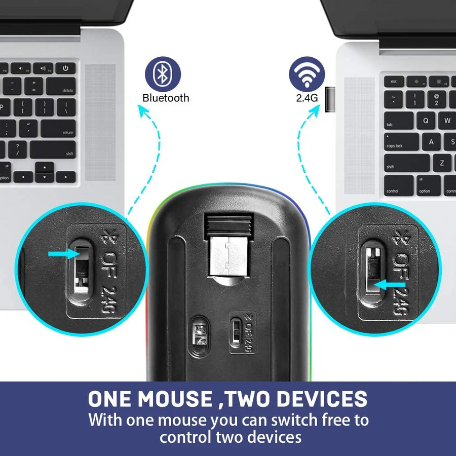 HP W10 Wireless Mouse | 2.4GHz Wireless + Bluetooth Dual Mode | 800 / 1200 / 1600 DPI | Rechargeable · Silent Clicks · R