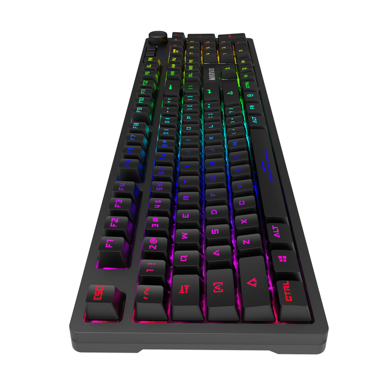 Marvo KG954 Mechanical Gaming Keyboard | 108 Keys · Jixian Blue Switches | Rainbow Backlight · 21 Lighting Modes | Detachable 1.6 m USB Type-C · Volume Knob | Black
