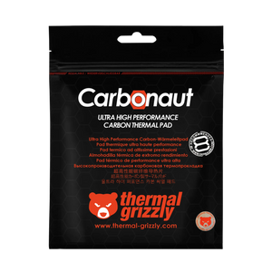 Thermal Grizzly Carbonaut Thermal Pad | 25 × 25 × 0.2 mm | 62.5 W/mK | Carbon Fibre · Electrically Conductive | -250°C to +150°C | Black