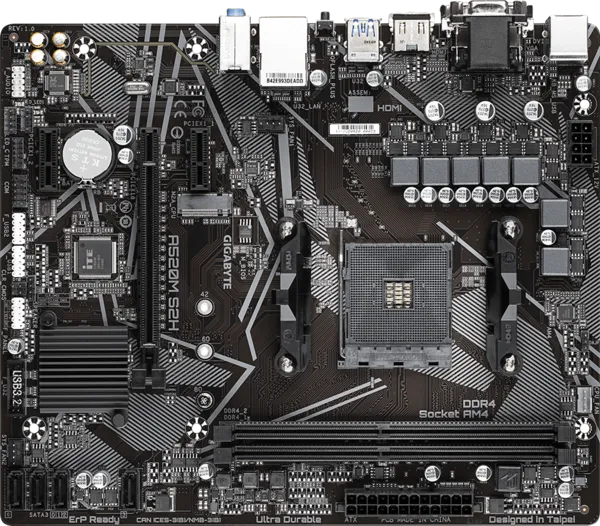 GIGABYTE A520M S2H | AMD AM4 Micro-ATX Motherboard | DDR4 5100+ | PCIe 3.0 | NVMe M.2 | Triple Display Output (HDMI/DVI-D/D-Sub) | Gigabit LAN | RGB Fusion 2.0 | For Ryzen 3000/4000/5000 Series