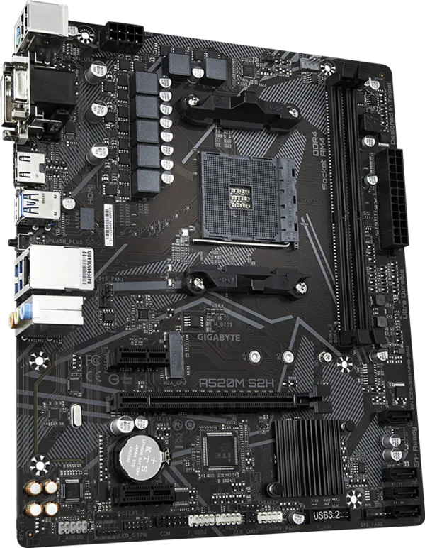 GIGABYTE A520M S2H | AMD AM4 Micro-ATX Motherboard | DDR4 5100+ | PCIe 3.0 | NVMe M.2 | Triple Display Output (HDMI/DVI-D/D-Sub) | Gigabit LAN | RGB Fusion 2.0 | For Ryzen 3000/4000/5000 Series