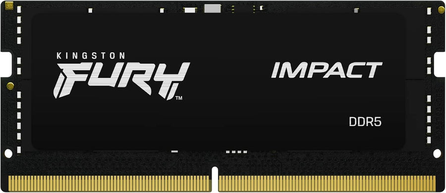 Kingston FURY Impact 32GB Kit (2x16GB) DDR5-6000 XMP SODIMM Gaming Laptop Memory KF560S38IBK2-32 | PC5-48000 | CL38 | 1.35V XMP | 1.1V JEDEC | 262-Pin Non-ECC Unbuffered | Intel XMP 3.0 Certified | Plug N Play | Black