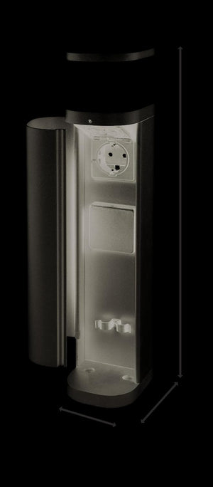 BOLD 19646 Volo Outdoor Socket Column — IP44, 2x Schuko, Twilight Sensor