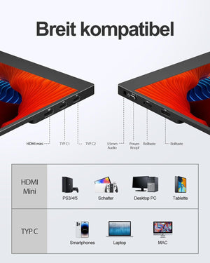 Kyyivwine 16-Inch Portable Monitor | 2520x1680 3:2 IPS | 100% sRGB | 60Hz | HDR | 535g | Built-in Speakers | Magnetic Protective Case | USB Type-C