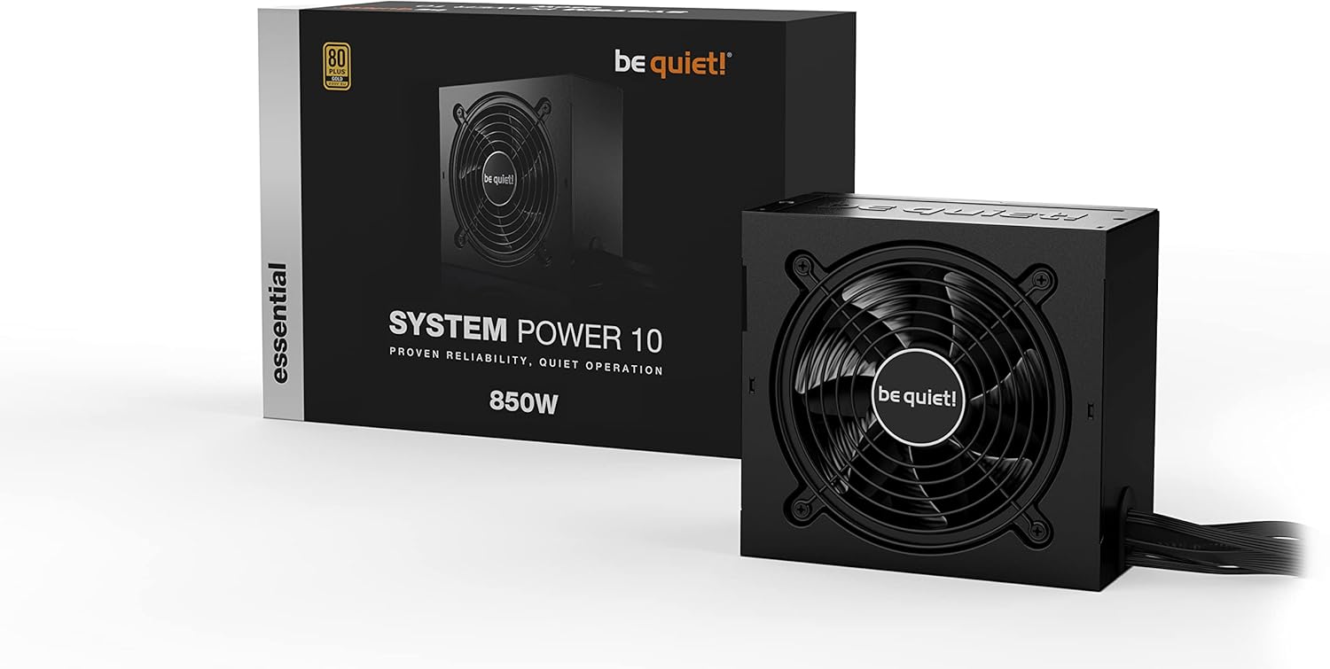 be quiet! System Power 10 850W Power Supply Black | 80+ Gold (93.4%) | Quiet 120mm be quiet! Fan | Dual 12V Rails | LLC + SR + DC-DC Topology | Black Flat Cables | 4x PCIe 6+2 | Active PFC | Wired Non-Modular Design