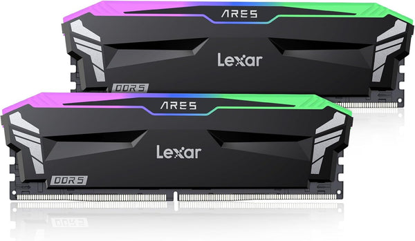 Lexar ARES RGB DDR5 32GB Kit (2x16GB) Black | 7200MT/s CL34-42-42-84 | Intel XMP 3.0 + AMD EXPO | 1.4V | 8-Zone ARGB Light Bar | SK Hynix Premium DRAM ICs | Aluminum Heat Spreader | On-Die ECC + PMIC | Complete 2x16GB Kit | Intel + AMD Ryzen