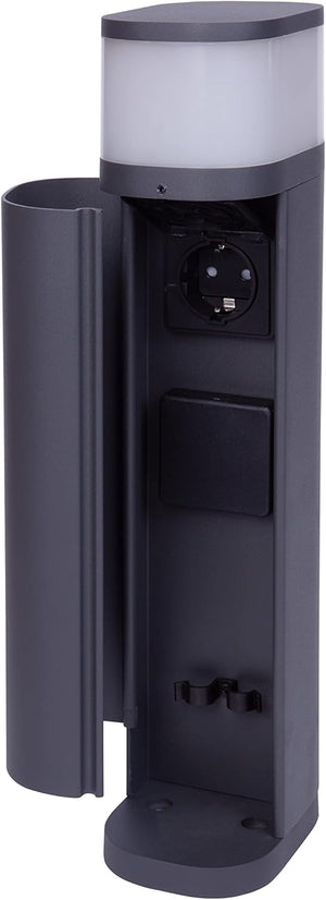 BOLD 19646 Volo Outdoor Socket Column — IP44, 2x Schuko, Twilight Sensor