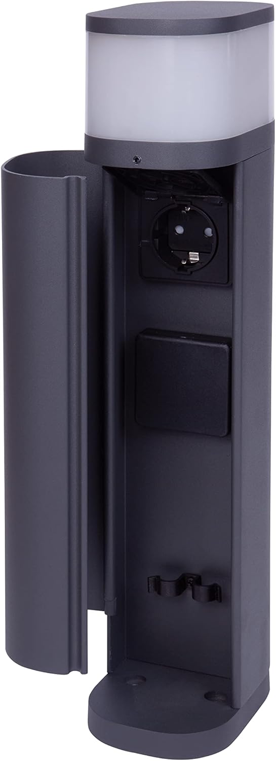 BOLD 19646 Volo Outdoor Socket Column — IP44, 2x Schuko, Twilight Sensor