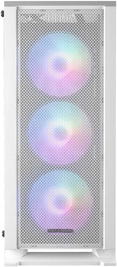 Mars Gaming MC-C Weiß, ATX PC Gehäuse, Metall-Mesh Frontplatte, Gehärtetes Glas, 3 Frontlüfter FRGB 120mm