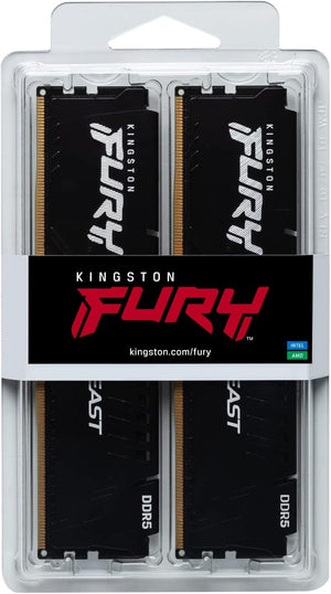 Kingston FURY Beast DDR5 16GB Kit (2x8GB) | 5600MT/s CL40 | Intel XMP 3.0 | Black Low-Profile Heat Spreader | On-Die ECC | Plug-and-Play 4800MT/s | Intel 12th-14th Gen + AMD Ryzen 7000+ | High-Refresh Gaming Sweet Spot