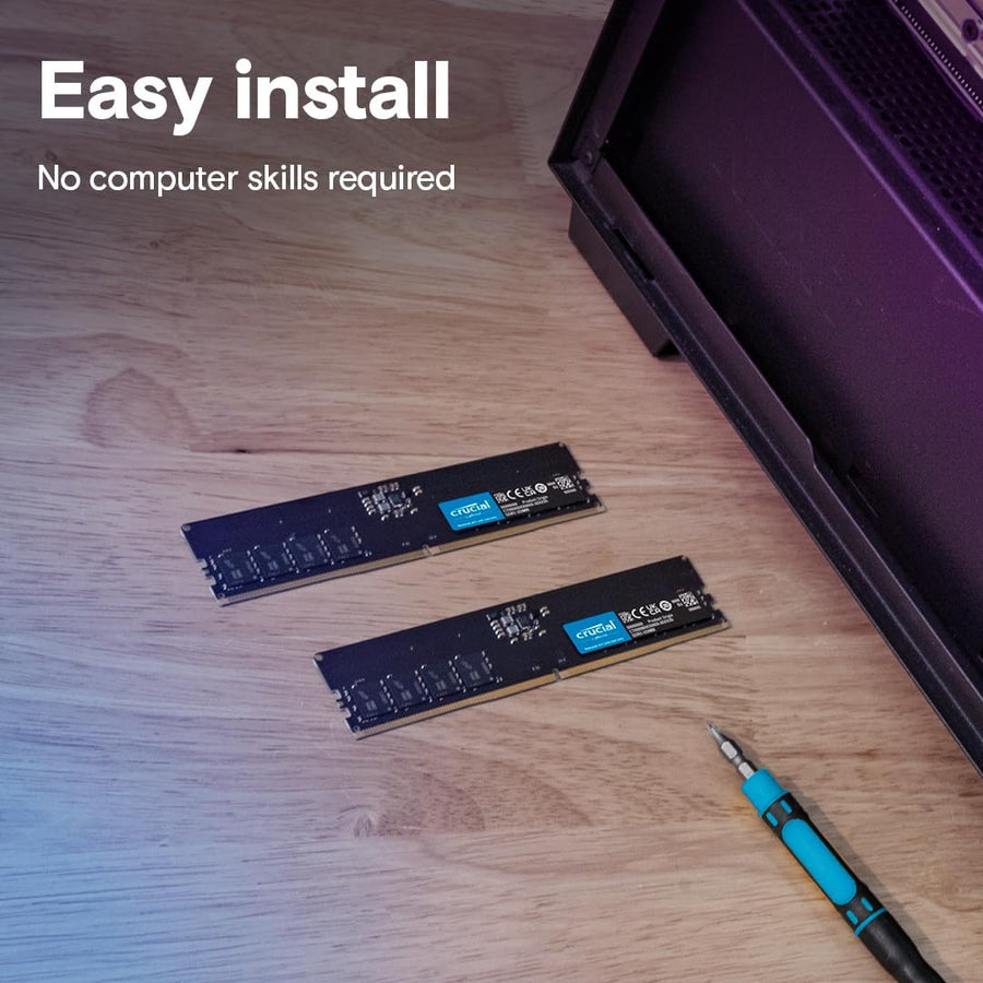 Crucial DDR5 32GB Single Stick (1x32GB) Green | 5200MT/s CL42 | JEDEC Standard | 1.1V Low Voltage | Dual Rank 2Rx8 | 288-Pin UDIMM | On-Die ECC | Universal Compatibility | Intel 12th-14th Gen + AMD Ryzen 7000+ | Massive Single Module