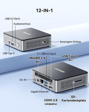 Intel Alder Lake N100 Mini PC | N100 | 16GB DDR5 RAM | 512GB SSD | Windows 11 Pro | WiFi + Bluetooth