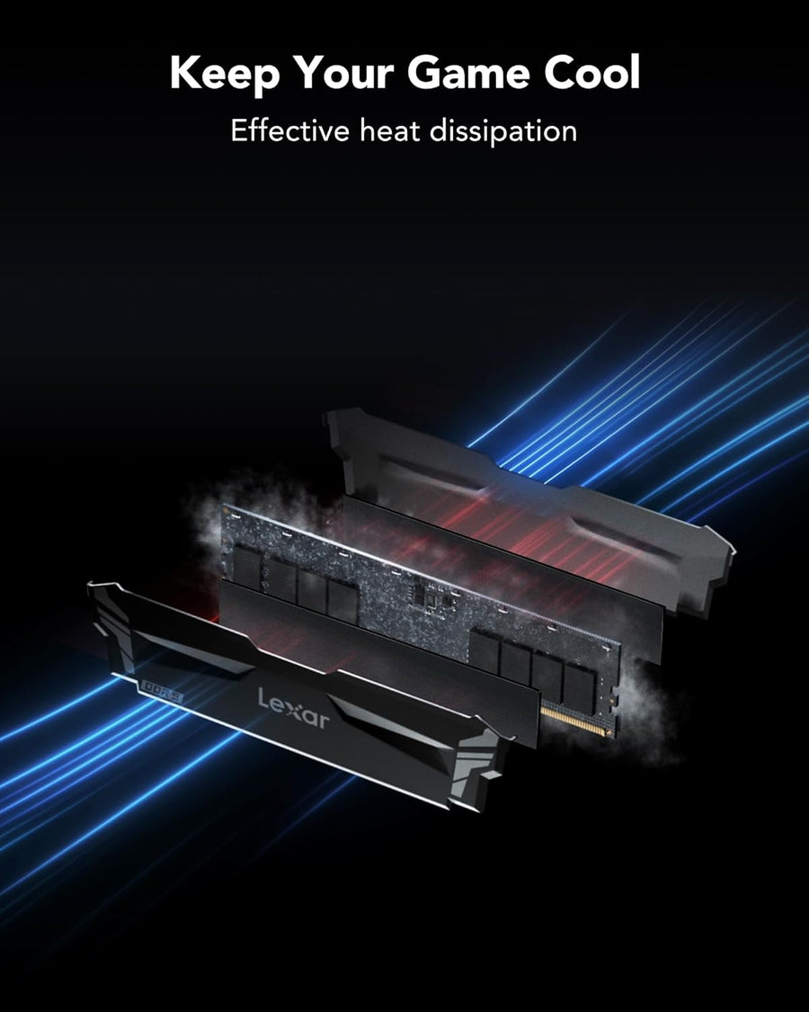Lexar ARES RGB DDR5 32GB Kit (2x16GB) Black | 7200MT/s CL34-42-42-84 | Intel XMP 3.0 + AMD EXPO | 1.4V | 8-Zone ARGB Light Bar | SK Hynix Premium DRAM ICs | Aluminum Heat Spreader | On-Die ECC + PMIC | Complete 2x16GB Kit | Intel + AMD Ryzen