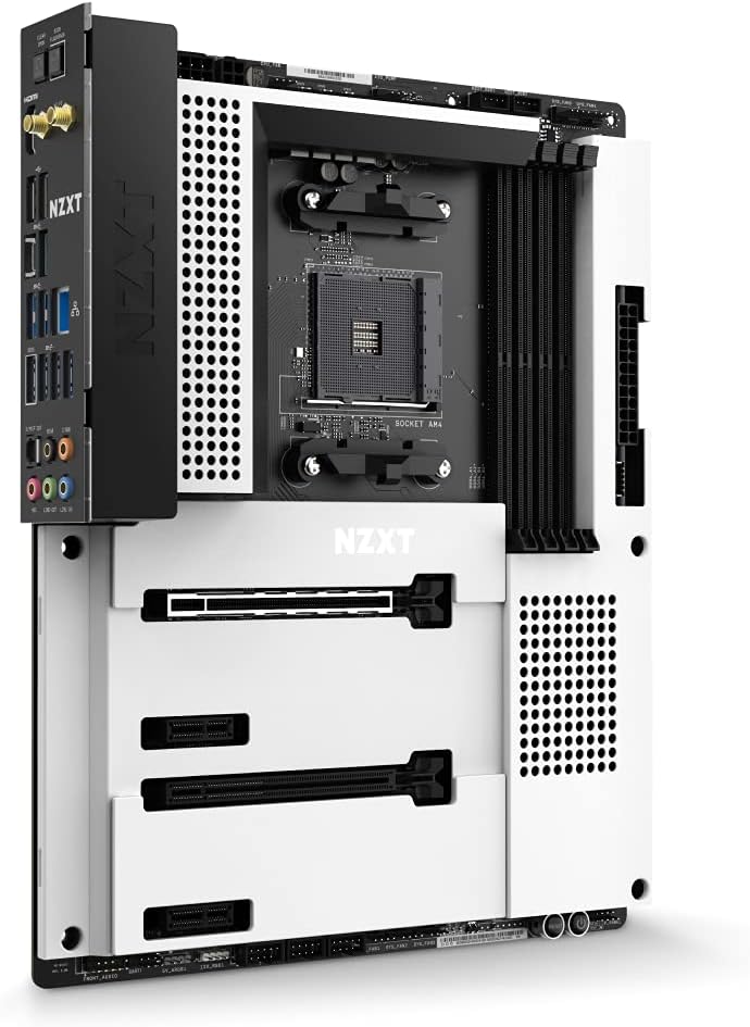 NZXT N7 B550 | AMD AM4 ATX Motherboard | Premium Full Cover Design | DDR4 4733+ | PCIe 4.0 | Dual M.2 | WiFi 6E | 2.5G LAN | USB 3.2 Gen 2 Type-C | NZXT CAM | For Ryzen 3000/4000/5000 Series