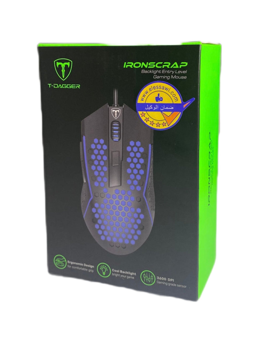 T-DAGGER Tonscrap T-TGM114 Wired Gaming Mouse | 4-Level DPI · 1200/1800/2400/3600 | Honeycomb Lightweight · 90 g | RGB B