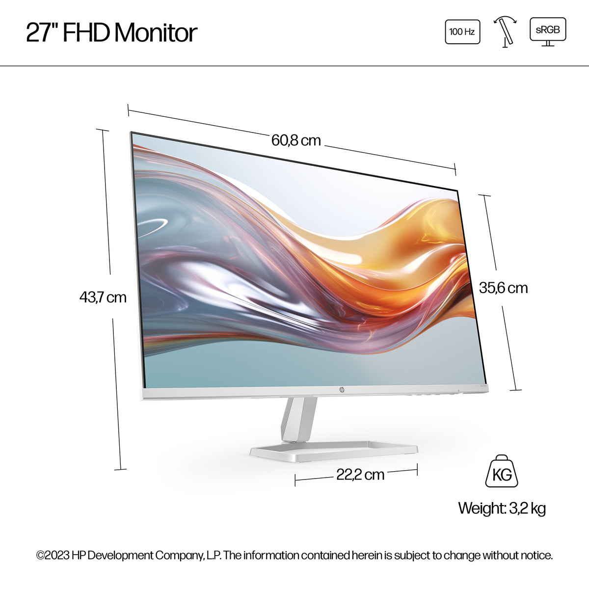 HP Series 5 527sw FHD 27-Inch Gaming Monitor | Full HD 1920x1080 | 100Hz | IPS Panel | 99% sRGB | HDMI + VGA