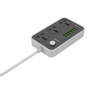 LDNIO SC3604 Power Strip | 3 Universal AC Sockets · 100-250V/10A · 2500W Max | 6 USB-A Ports · 5V/3.4A · 17W Max | 2m Cable | Fire-Proof PC Housing