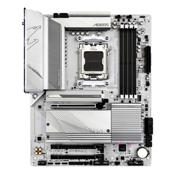 GIGABYTE B650 AORUS Elite AX ICE | AMD AM5 ATX White Motherboard | DDR5 8000+ | PCIe 5.0 M.2 | WiFi 6E | USB-C 20Gb/s | For Ryzen 7000/8000/9000