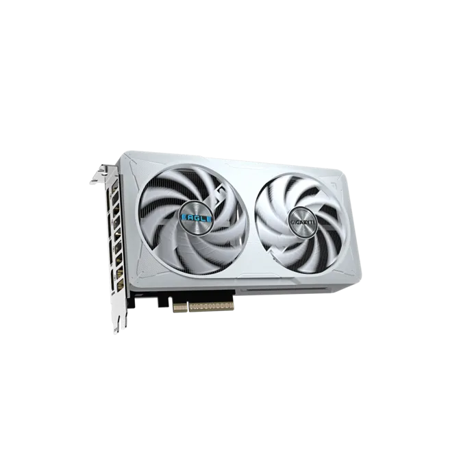 GIGABYTE GeForce RTX 5060 EAGLE OC ICE 8G Graphics Card | 8GB GDDR7 · 128-bit · 28 Gbps | 3840 CUDA Cores · 2550 MHz Core | PCIe 5.0 · 1× HDMI 2.1b · 3× DisplayPort 2.1b | White