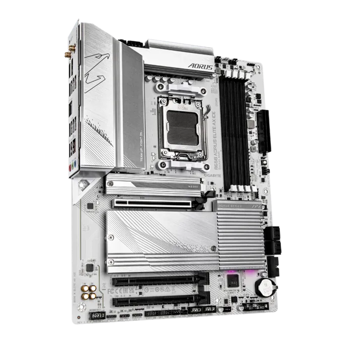 GIGABYTE B650 AORUS Elite AX ICE | AMD AM5 ATX White Motherboard | DDR5 8000+ | PCIe 5.0 M.2 | WiFi 6E | USB-C 20Gb/s | For Ryzen 7000/8000/9000